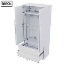 Wardrobe 70*40*170cm, Double Door Design, With Drawers And Shelves, White (Old SKU: LDB00307AAK) - 1 - View 10