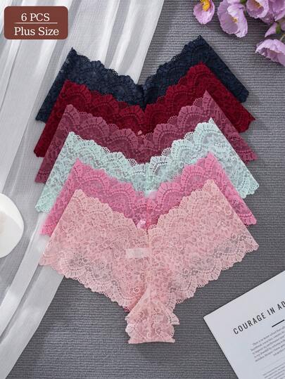 6pcs/Pack Women Plus Size Lace Sexy Bikini Briefs