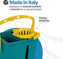 - Secchio per mocio in plastica doppia vasca - Mocio 7 litri con strizzatore - 2 vasche per acqua pulita sporca - Secchio per mocio professionale fatto in casa - Verde - Visualizzare 3