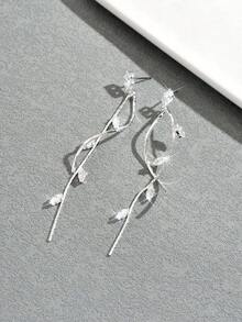 1 Pair French Luxury Long Zirconia Tassel Earrings, Elegant Twisted Stud Earrings, European And American Style, Earrings - Y0268 - View 3