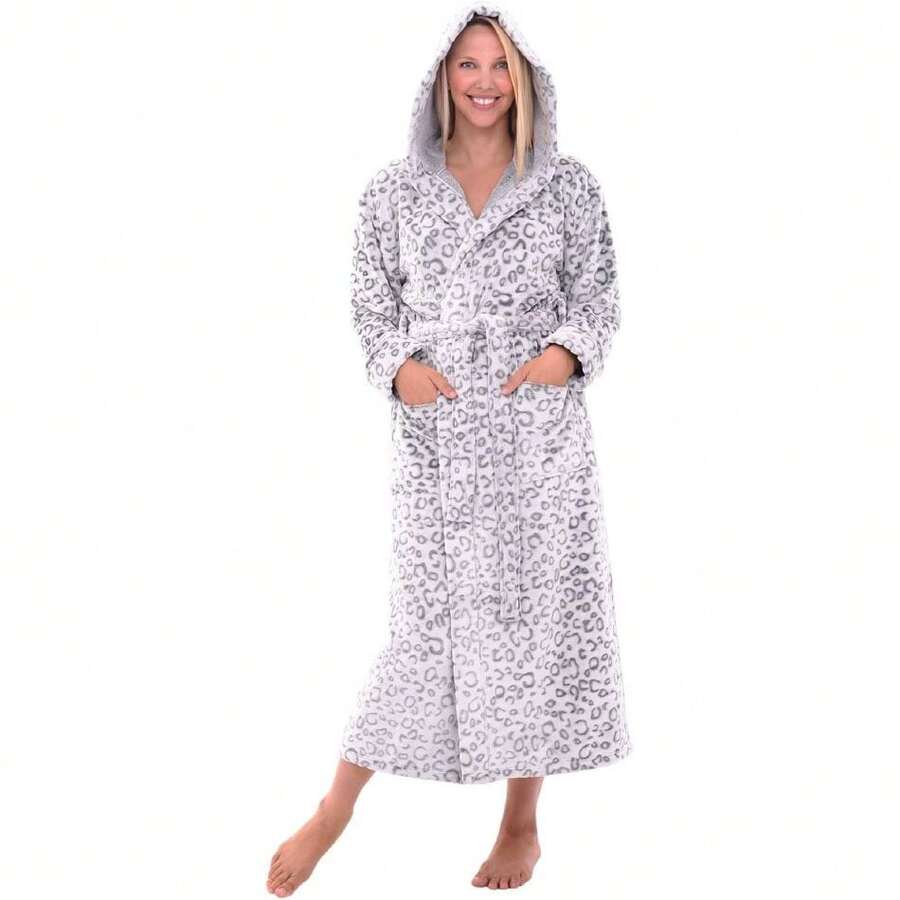 Bata de mujer, bata de baño larga de peluche con capucha, batas con capucha para mujeres talla grande, bata de baño, 31371255 - Dorado - Ver 1
