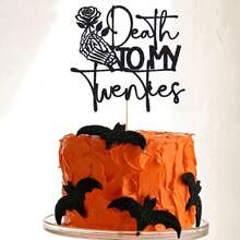 1个“告别我的二十岁”蛋糕装饰插牌，“告别我的二十岁”主题装饰，葬礼生日派对装饰，“告别我的二十岁”，30岁生日派对装饰，黑色闪光 - 彩色 - 查看 11