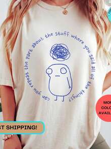 Funny Shirt For Women Overstimulated Funny Womens Shirts ADHD Shirt Graphic Tees Gift For Her Gift F - 白色 - 查看 1