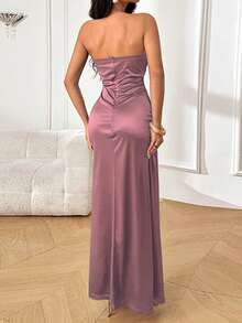 Đầm hè Onecee, màu hồng thanh lịch, chất liệu satin, thắt eo, xẻ tà, thích hợp cho ngày Valentine, hẹn hò, tụ họp, tiệc tùng, du lịch, nghỉ mát, đi biển và các dịp khác. - Bụi hồng - Xem 4