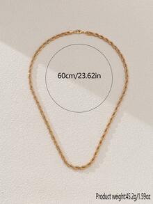 22K镀金扭绳链项链，男女皆宜的嘻哈风格个性化项链，街头时尚日常佩戴及派对必备饰品 - 金色 - 查看 7