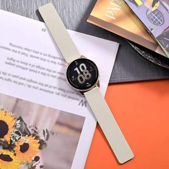 1pc 18mm 20mm 22mm Flat Silicone Leather Grain Magnetic Strap, Suitable For Samsung Galaxy Watch Active 2/Watch 3 45mm/42mm, Gear S3, Galaxy Watch 4/5/6, Garmin Universal