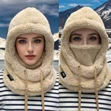 A Winter Balaclava Ski Mask Windproof Adjustable Warm Breathable Men's And Women's Masks Neck Scarf Cap - 棕色 - 查看 3