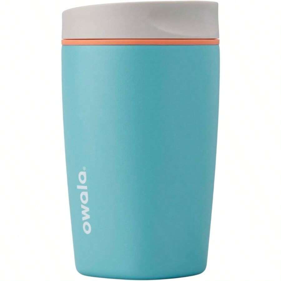 XZGB SmoothSip Slider Insulated Stainless Steel Coffee Tumbler Reusable Iced Coffee Cup Hot Coffee Travel Mug  12 Oz Grey/Blue Beachy Breeze - BeachyBreeze - 查看 1