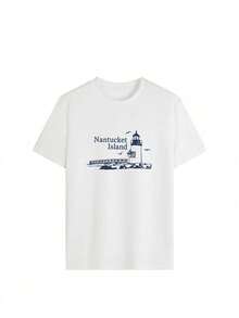 T-shirt ample pour femmes grande taille, imprimé de mouettes, style décontracté simple et ample, idéal pour les vacances à la plage et le bord de mer. Style de rue confortable pour le quotidien. Col rond, manches courtes. T-shirt d'été grande taille pour femmes en vacances - Blanc - Voir 2
