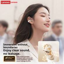 Auriculares Bluetooth Lenovo, estilo de clip para la oreja, tipo G de conducción ósea no intrauditiva, Bluetooth 5.4 inalámbrico para deportes y música, compatible con Apple, Xiaomi EA400 - Blanco - Ver 3