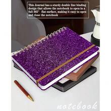 Spiral Journal Notebook For Women, Hardcover A5 College Ruled Notebook, 120 Pages, Thick Paper, Cute Lined Journal For Schoolsss, Office & Work, 6 X 8.4 In(Shiny Purple),ShinyPurple - 閃亮的紫色 - 查看 7