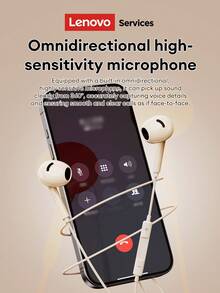 联想YF02有线耳机，简约入耳式设计，配备Type-C或3.5mm接口，高保真环绕立体声，降噪功能，高清通话，低延迟，适用于音乐、游戏、电影、学习和办公，兼容智能手机和电脑。 - 白色 - 查看 7