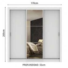 Ropero Closet Madesa Mônaco 3 Puertas 1 Espejo Color Blanco - Blanco - Ver 3