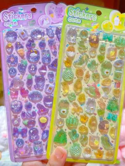 1 pieza Pegatina decorativa de cristal con diseño de conejo, animal, pulpo, delfín, estilo de dibujos animados lindos para decorar taza de agua, mochila, tarjeta, cuaderno de manera personalizada y a la moda