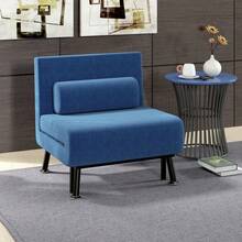 HOMCOM Sleeping Chair, Folding Bed With Bed Function, Backrest Cushion, Foldable Relaxation Chair With Linen Look, Adjustable Backrest, 75 X 70 X 75, Dark Blue