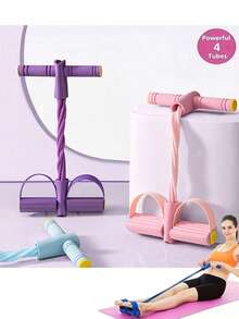 4 Pack Yoga Resistance Bands, Purple, Pink, Blue, Suitable For Home Workout - Stretchable Cords For Full Body Training, Abdominal Shaping, Rowing And Flexibility Exercises, Stackable Fitness Equipment, Suitable For Yoga And Toning, Figure 8, Yoga Ball, Pull-Up Assist, Thigh Trainer, Gym, Sweating, Pilates - Multicolor - View 2