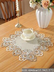 100% 涤纶双色水溶性蕾丝花边厨房/餐桌旗、橱柜/架子防尘罩、餐垫、家居装饰、节日/派对/婚礼装饰，1 件 - 卡其色 - 查看 16