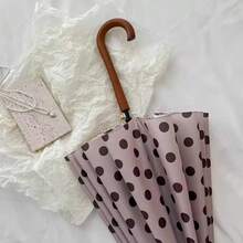 Retro French Dot Umbrella, Curved Pattern Sunscreen Umbrella, Umbrella For Both Sunny And Rainy Days