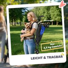 Passeggino per cani PawHut, passeggino pieghevole per cani e gatti fino a 4 kg, passeggino per gatti con finestre in rete, tracolla, borsa portaoggetti, portabicchieri, passeggino per gatti con parasole, blu scuro - 1 - Visualizzare 7