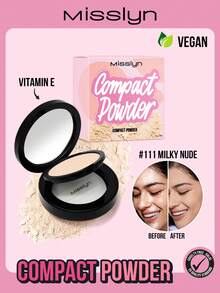 MISSLYN 轻盈控油定妆粉，哑光无瑕持久粉饼，针对肌肤的高遮瑕粉底粉，控油无瑕全覆盖轻盈粉饼，柔雾妆效，打造更光滑的妆容 - #111 Milky Nude - 查看 2