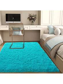 Area Rugs For Living Room, Large Fluffy Blue Rug For Bedroom, Soft Shag Shaggy Fuzzy Carpets For Boys And Girls Dorm Room Home Decor - Teal Blue - View 9