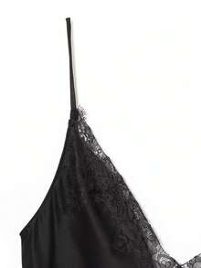 Seelio 新款女装连衣裙，欧美风时尚简约性感蕾丝边吊带连衣裙，春夏款 - 黑色 - 查看 7