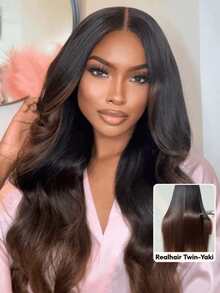 Tóc giả Bye Bye Knots 7x5 Lace Front không cần keo dán, đã cắt sẵn, tẩy trắng sẵn, tỉa gọn, chân tóc đen chuyển dần sang nâu hạt dẻ ombre Light Yaki thẳng, có dây rút vô hình, dễ đội, phù hợp với mọi kích cỡ đầu, ren trong suốt, 100% tóc người, có thể nhuộm. Tóc Unice - SNATURAL/33 - Xem 3