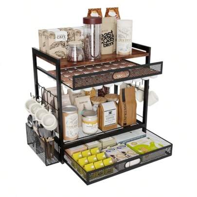 GSYY Coffee Bar Organizer Stan With CoffeePod Der Mug Cup Holder And Tea Condiment Sage For Countertop Organizer CoffeeBar Accessories For He Office