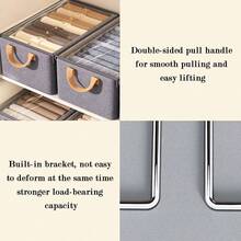 Clothes Storage, 6Pc Storage Baskets, Fabric Closet Organizer With Lid, Drawer Organizer Clothes With Stand Clothing, Toys, Books - Grey - View 5