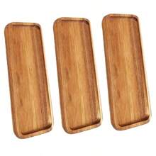 1 Acacia Wood Plate, Rectangular Snack Plate, Suitable For Kitchen Dining, Polished Surface, Geometric Pattern, Food Contact, Suitable For Christmas, Valentine's Day, Father's Day, And Mother's Day - Suitable For Snacks, Sushi, Vegetables, Fruits, Cold Dishes, Cheese, And Coffee/Tea Plates