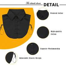 Detachable Dickey Collar Blouse For Women, Fake Half Shirts Faux False Collar For Girls Favors - Black - View 3