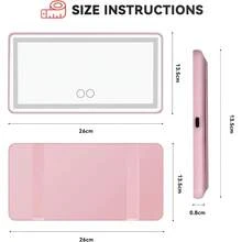 Car Mirror Visor Vanity With Rechargeable LED Light - 3 Light Modes & Dimmable Touch Screen- Girly Pink Car Accessories For Women Interior- Large Clip On SunVisor Passenger Side Mirror, Pink - Mặc định - Xem 5
