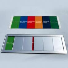 办公室门牌 6 种选项：请勿打扰、请敲门、正在开会、外出办公、远程办公、稍后回来 会议室/洽谈室隐私滑动门牌 银色 - 彩色 - 查看 9