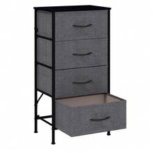 Modern 4-Drawer Fabric Dresser With Wooden Top & Metal Frame - Large Storage Capacity For Bedroom Or Living Room Kids Room Nursery - Dark Grey - View 2