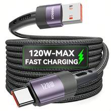 120W Max Fast Charging Cable USB-A To Type C Cable For S24 S23 Ultra S22 S21 USB C Cable For Honor Type C Cable Compatible With IPhone 15/16 - Multicolor - View 1