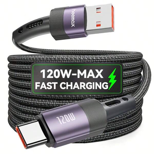 120W Max Fast Charging Cable USB-A To Type C Cable For S24 S23 Ultra S22 S21 USB C Cable For Honor Type C Cable For IPhone 15/16