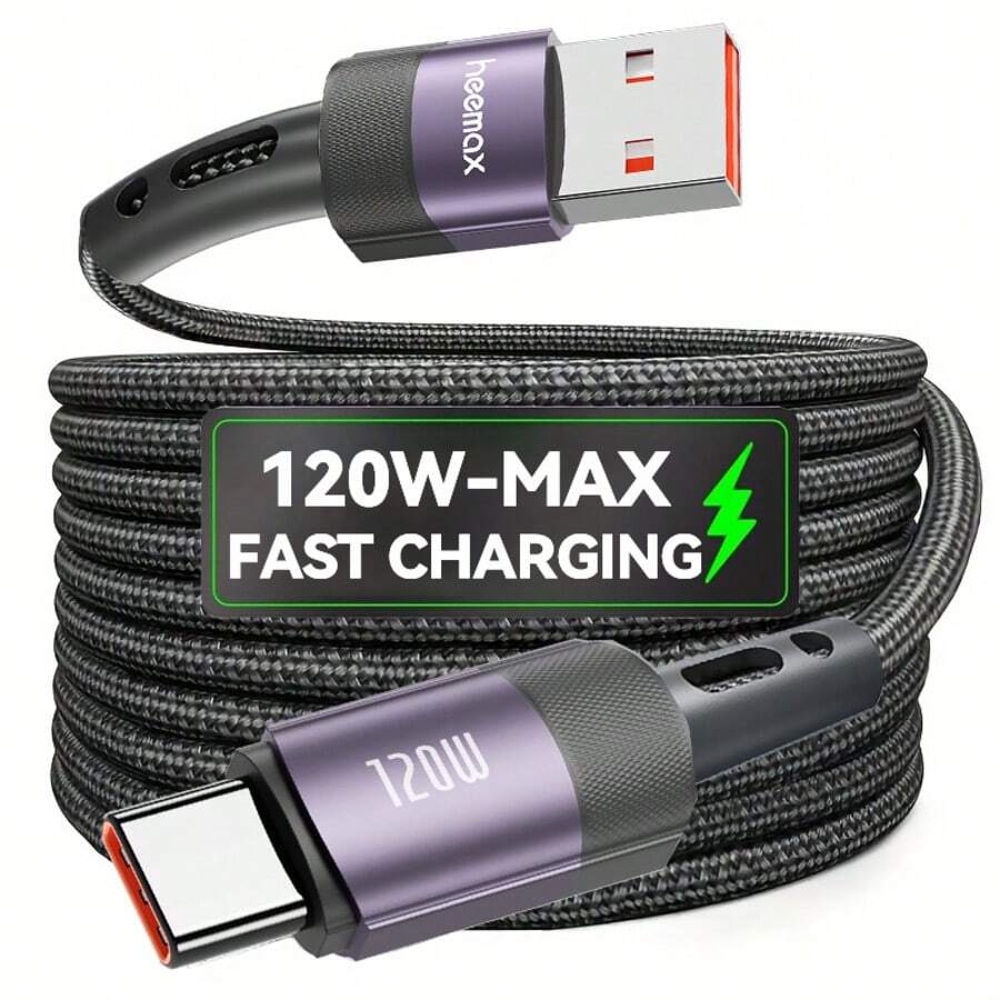 120W Max Fast Charging Cable USB-A To Type C Cable For S24 S23 Ultra S22 S21 USB C Cable For Honor Type C Cable Compatible With IPhone 15/16 - Multicolor - View 1