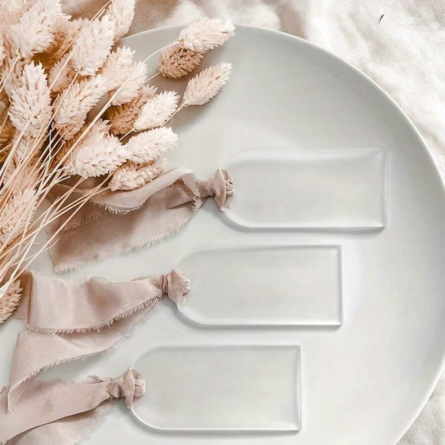 10/20pcs Acrylic Wedding Place Cards, Clear Acrylic Plates, Arch Shaped Blank Name Tags, DIY Seating Cards, Wedding Decor Hanging Signs - Multicolor - View 1