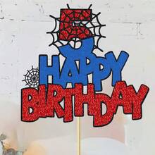 1pc 3/4/5/6 Years Old Birthday Cake Topper - Glitter Spider Web, Celebrate 3/4/5/6 Years Old Birthday, Birthday Cake Toppers, Spider Party Decor, Suitable For 3/4/5/6 Years Old Birthday Party Cake Decorations - Multicolor - View 8