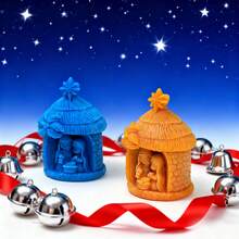 小型3D耶稣诞生硅胶模具，耶稣诞生蜡烛模具，硅胶树脂模具，适用于蜡烛、肥皂、树脂、香薰珠、香氛珠、DIY工艺品、蜡、石膏、粘土、圣诞礼物 - 白色 - 查看 6