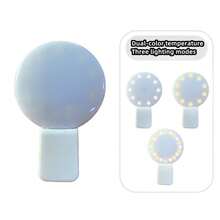 三档可调自拍环形灯，USB充电式LED灯，适用于直播、自拍、摄影，暖白光，便携式迷你环形灯，适用于智能手机 - 彩色 - 查看 4