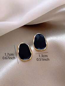 1 Pair Minimalist Asymmetrical Geometric Everyday Casual Unique Classic Retro Elegant Women Earrings - Màu Đỏ Sâu - Xem 3