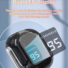 全新TWS无线耳机，带LED电量指示灯、数字显示、立体声、蓝牙兼容、透明无线蓝牙耳机、HIFI音质，适用于所有智能手机