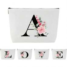 Blisswave Kosmetiktasche mit Namen, personalisierte Kosmetiktasche von A bis Z, hochwertiger Metallreißverschluss, exquisites Druckdesign, gefüttert, personalisierte Geschenke für Frauen undädchen (weiß) - V - Übersicht 8