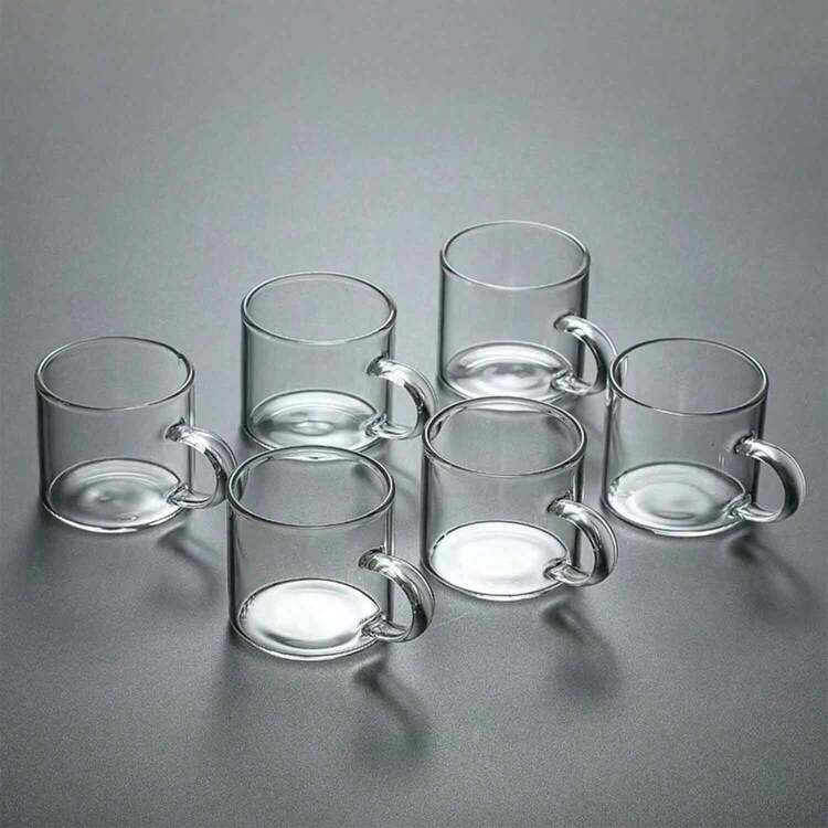 2/4/6件装玻璃食品容器、玻璃茶杯、透明玻璃容器、水杯、茶杯，宽口，带把手，可重复使用，手洗，适用于办公室/家庭聚会/图书馆/咖啡馆/餐厅/婚礼，可盛装茶、咖啡、牛奶、果汁、葡萄酒，亦可作为礼品。 - 無色 - 查看 12
