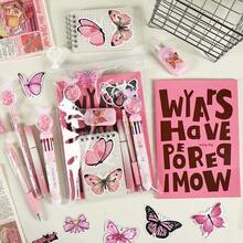 9pcs Butterfly Theme Party Stationery Gift Set - Pink, Purple And Blue Butterfly Stickers, Plush Pencils, Notebooks, Ruler And Erasers Party Favors, Classroom Rewards, Stationery (Multi-Color Options) - Multicolor - View 2