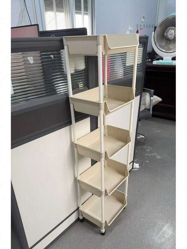 1pc New Thickened Small Trolley Storage Rack, Household Snack Floor-Standing Multi-Layer Living Room Storage Bookshelf, Mobile Kitchen Fruit & Vegetable Basket Shelf, Factory Wholesale - Multicolor - View 4