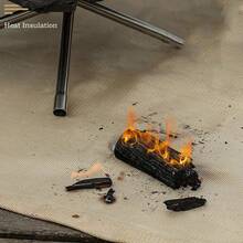 Outdoor Camping Flame Resistant Cloth Picnic Barbecue Heat Insulation Mat, Flame Resistant High Temperature Resistant Fiberglass Pad, Camping Picnic Kitchen Supplies - Khaki - View 2