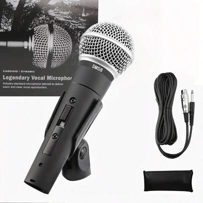 Professional Metal Wired Cardioid Dynamic Microphone Handheld Microphone Legendary Human Voice Microphone With 3m 6.35mm XLR Cable For Stage Performances, DJ, Karaoke, OK, Recording Of Human Voice Performances, Live Streaming