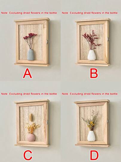 1pc A Wall-Mounted Key Holder, Decorative Wall Keychain, Wooden Key Box With Vase Decor, Wooden Wall Key Holder, Wooden Key Rack, Farmhouse-Style Wall Key Rack For The Entrance Hallway